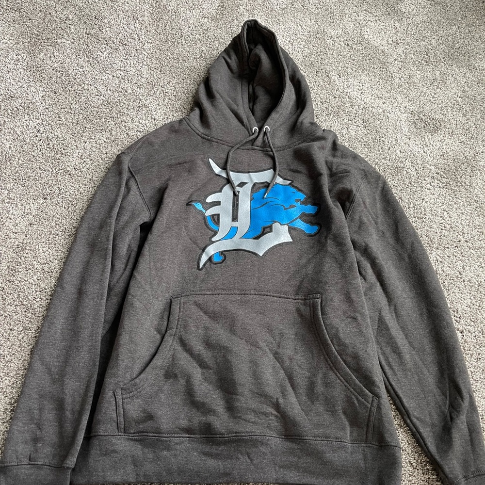 Gray Hoodie with Blue Accent